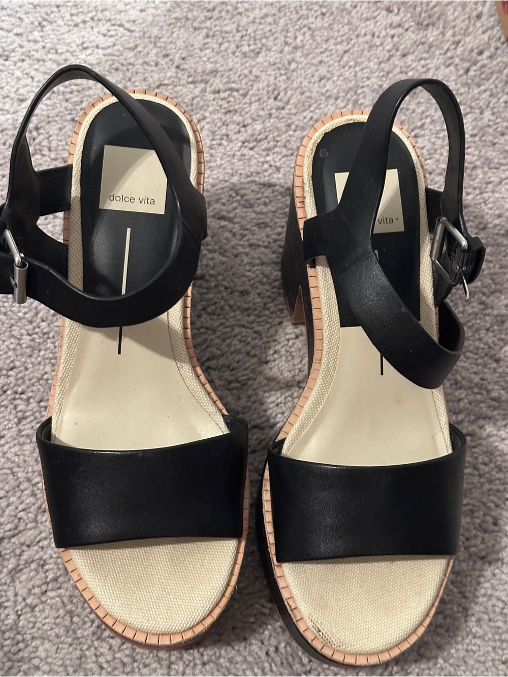 Dolce Vita Black and Natural Slingback Sandals